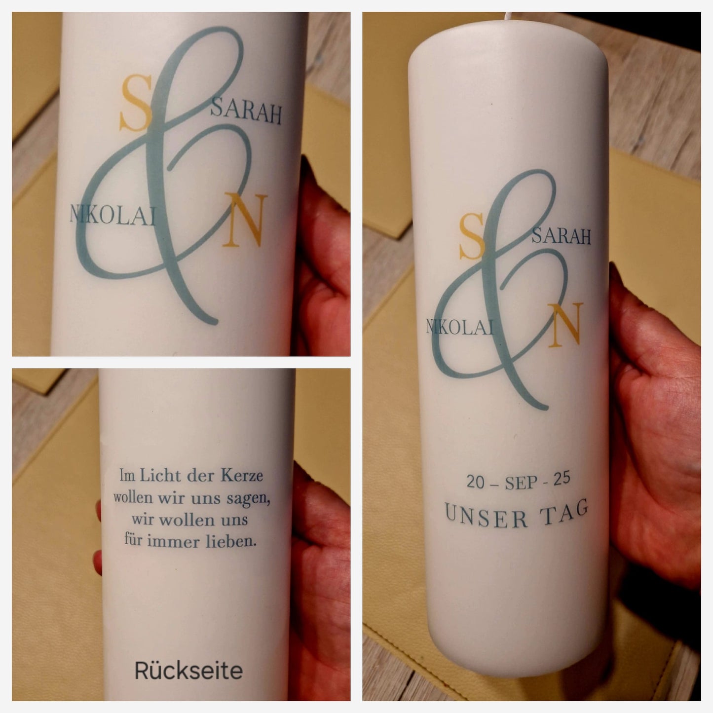 Traukerze mit Rückseite