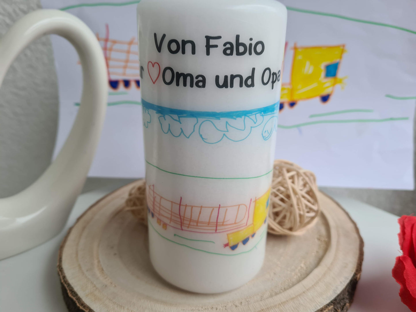 Kerze mit gemaltem Bild