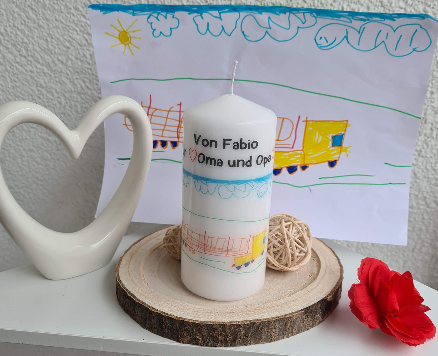Kerze mit gemaltem Bild
