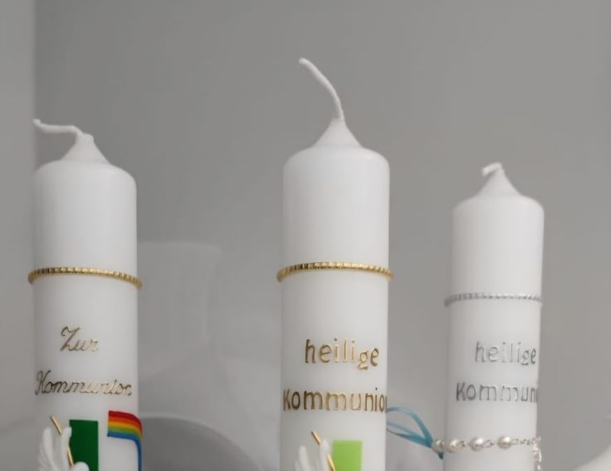 Tropfschutz aus Glas für Kommunionkerze
