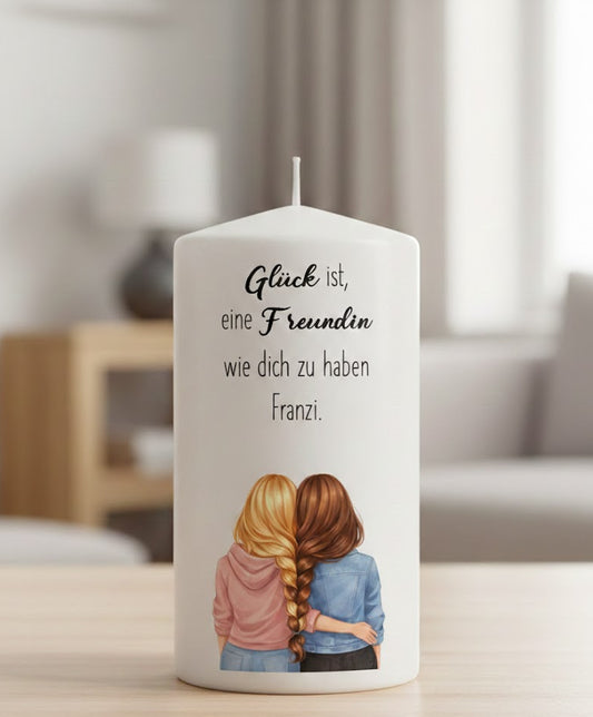 Kerze Freundin "Glück ist"