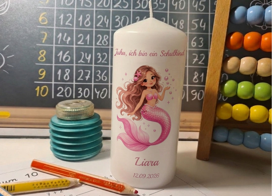 Einschulungskerze Meerjungfrau 2