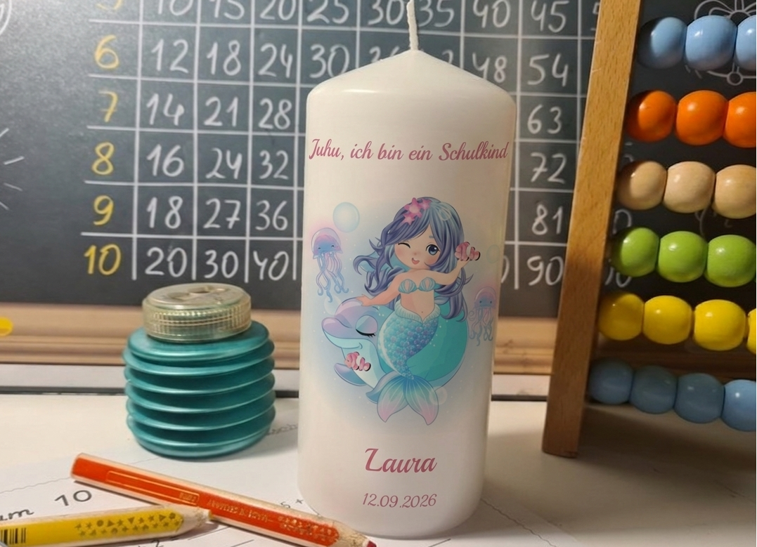 Einschulungskerze Meerjungfrau 1