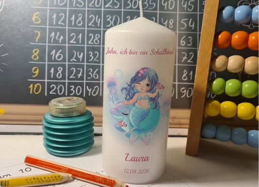 Einschulungskerze Meerjungfrau 1