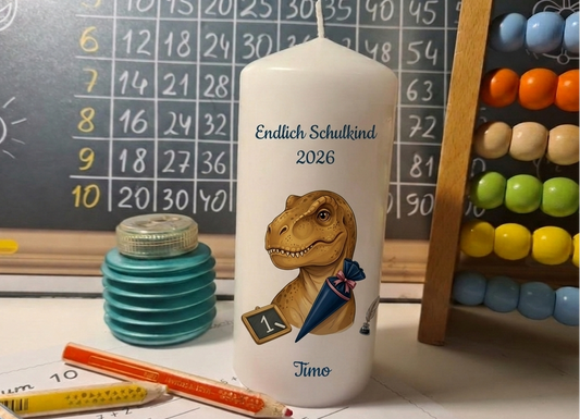 Einschulungskerze Dino 1
