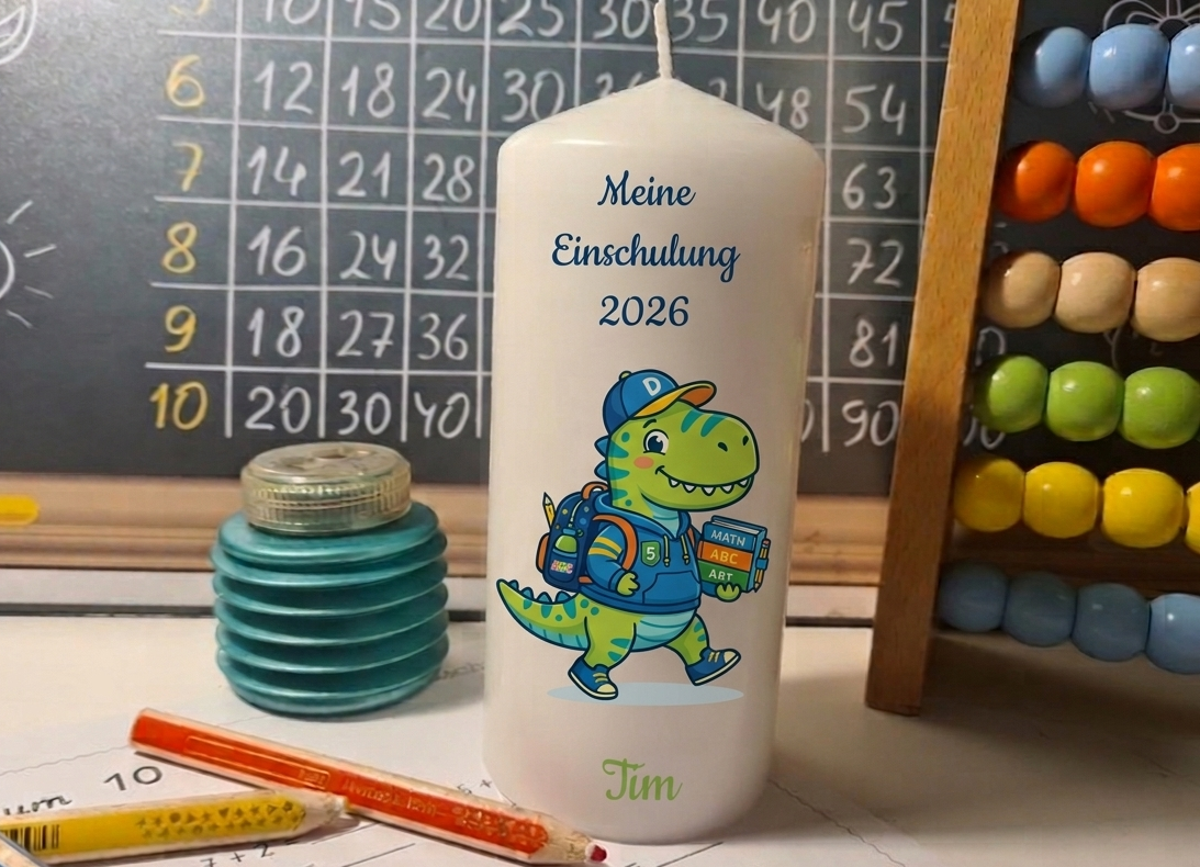 Einschulungskerze Dino 2