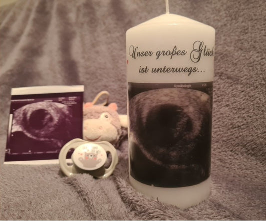 Kerze mit Ultraschallfoto