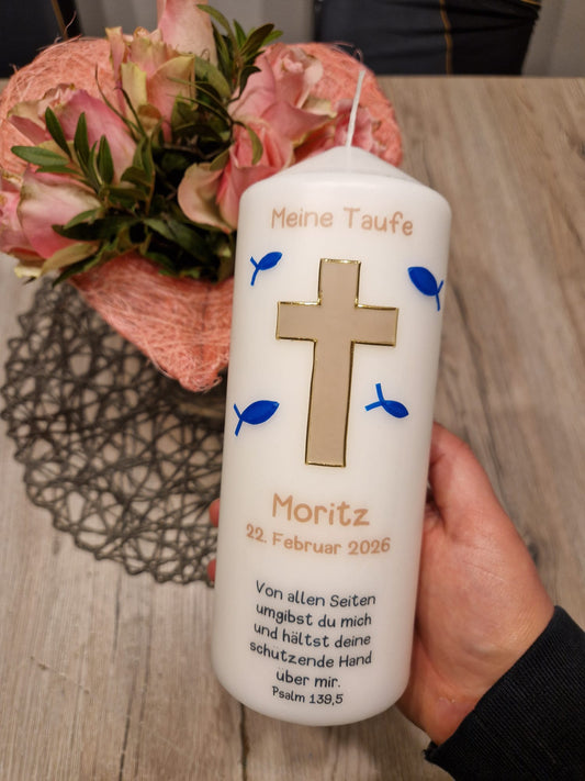 Taufkerze beige