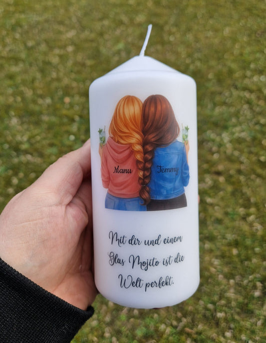 Kerze Freundin "Glas Mojito"