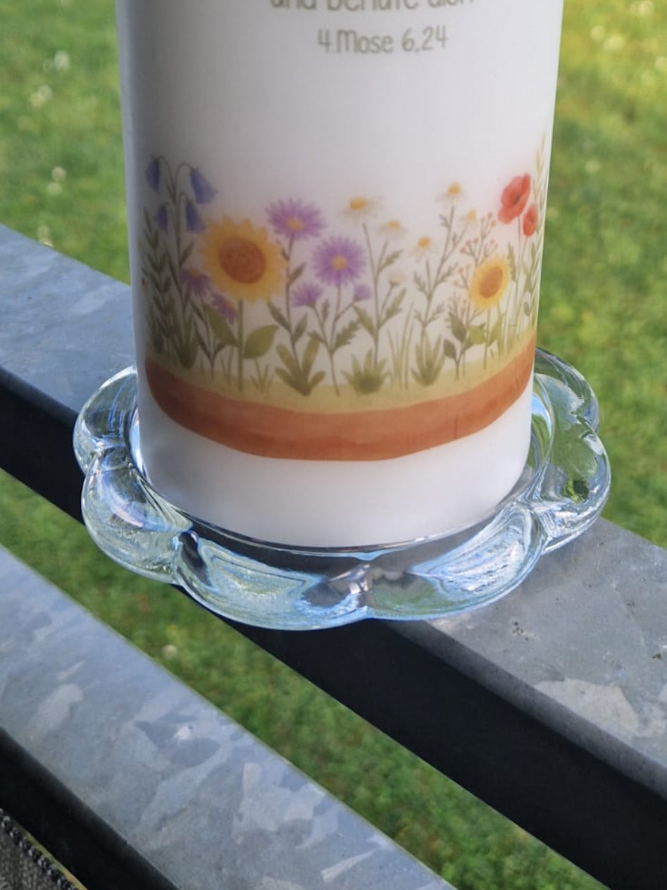 Kerzenteller Blume aus Glas