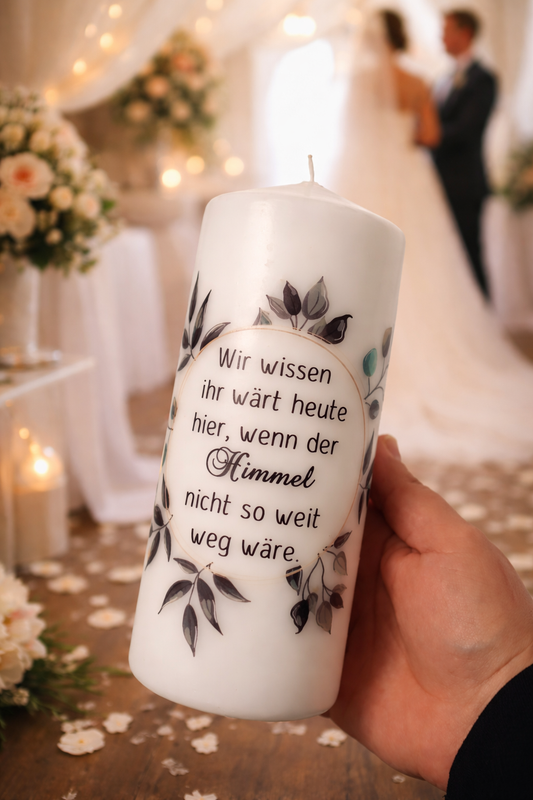 Gedenkkerze zur Hochzeit Eukalyptus