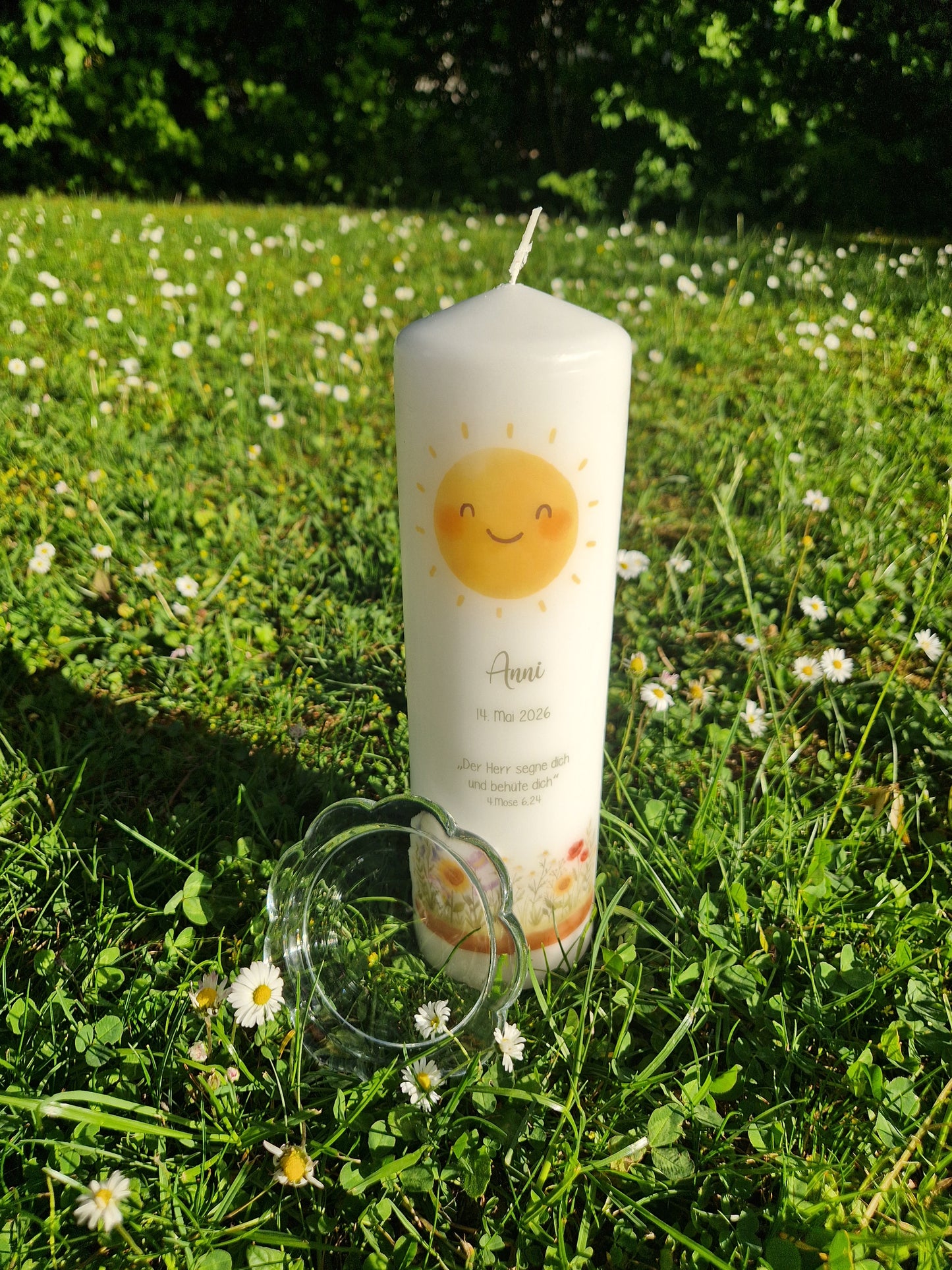 Kerzenteller Blume aus Glas
