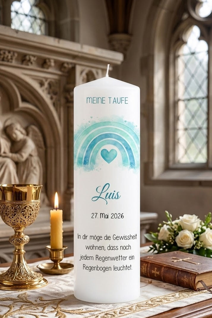 Taufkerze Rainbow Blau