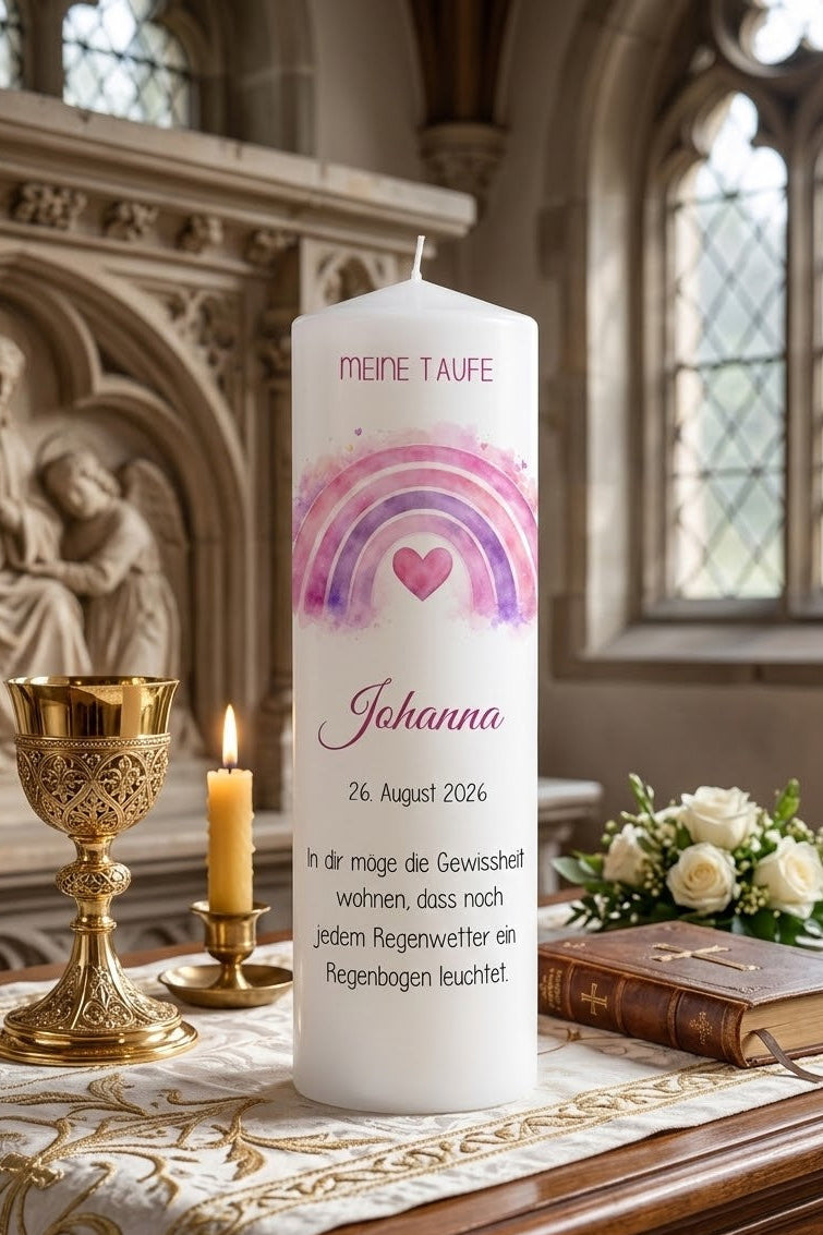 Taufkerze Rainbow Rosa