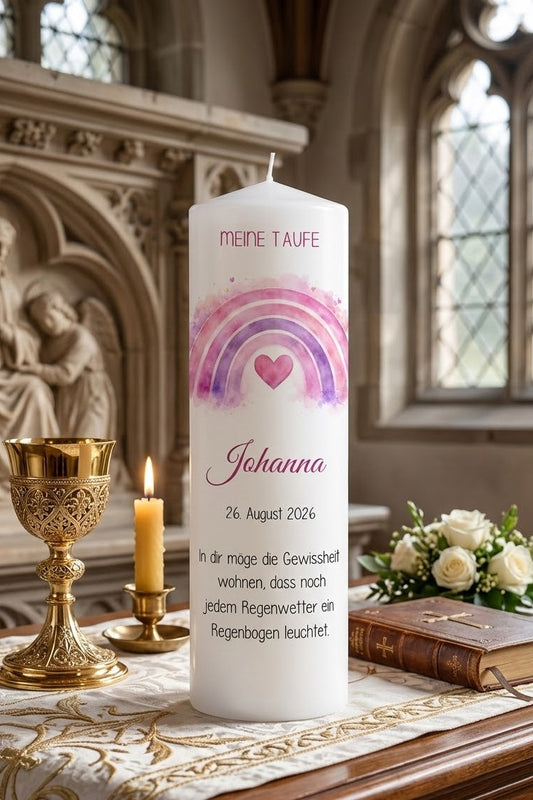 Taufkerze Rainbow Rosa